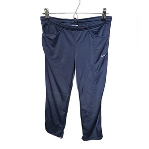 Nike Jogging Pants Navy Blue With White Stripes And Side Zippers Women Medium